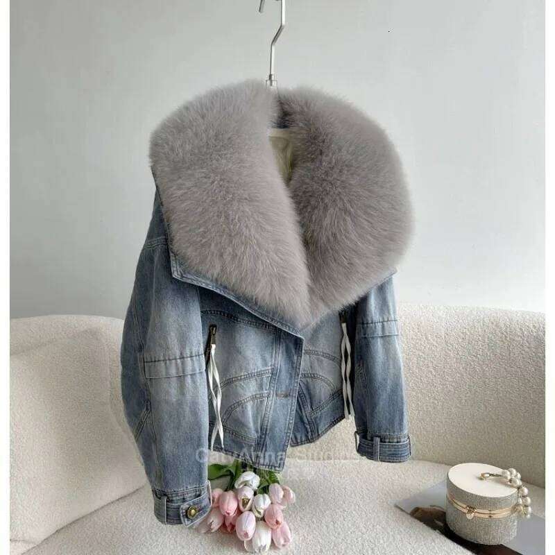2025 Winter Imitation FoxFur Women's Overcoat Loose Detachable Cowboy Fur Coat To Overcome Female Warm Down Jacket