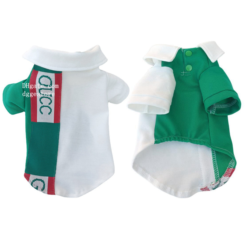 Designer Dog Clothes Brands Dog Apparel Splicing Colors Collared Polo T-Shirt for Small Medium Dogs Cats Soft Breathable Pet Puppy Outfits 100% Cotton Top T Shirts A583