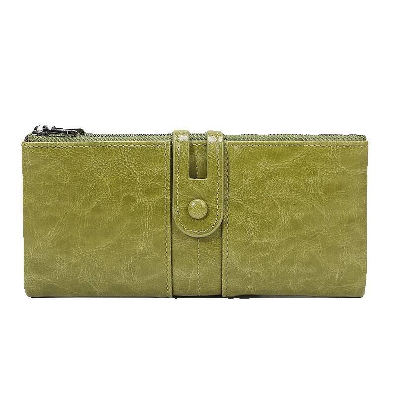 Free Shipping Designer 2025 Luxury Bag New RFID Anti-magnetic Wallet For Women Vintage Oil Wax Leather Clutch PU Multifunctional Long Wallet For Women