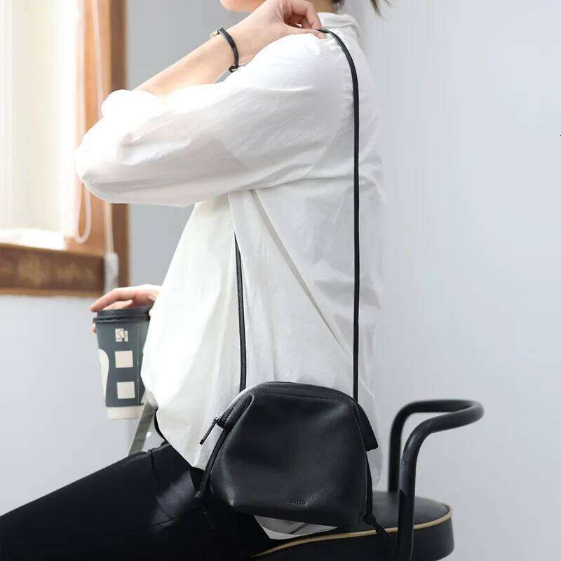 Women's Real Leather Crossbody Bags Designer Soft Black Shoulder Bag Cowhide Small Size Versatile Fashion Purses