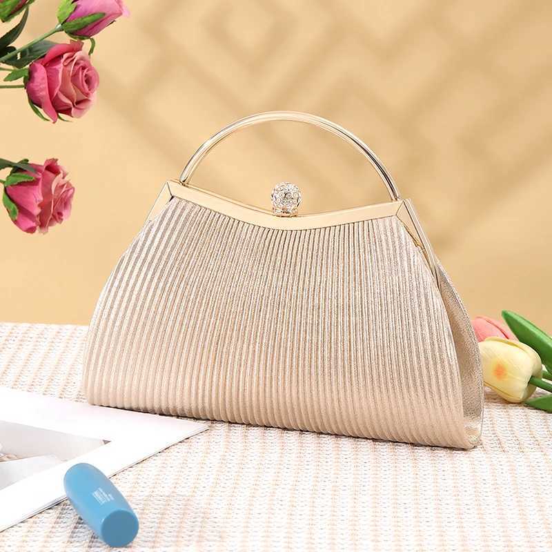 Pleated Glitter Evening Clutch Bag Purse for Women Wedding Party Dinner Diamond Accents Top Handle Bag Wedding Bride Gift Z250618