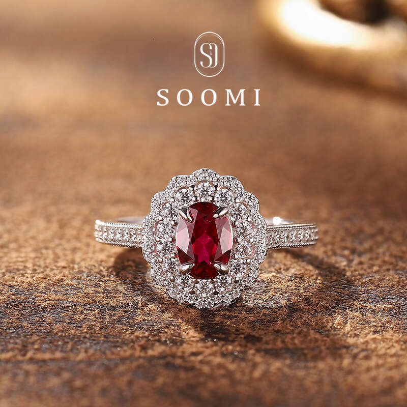 High Imitation Artificial Cut Blood Red Luxury Lace Edge Classic Versatile Adjustable Women's Ring