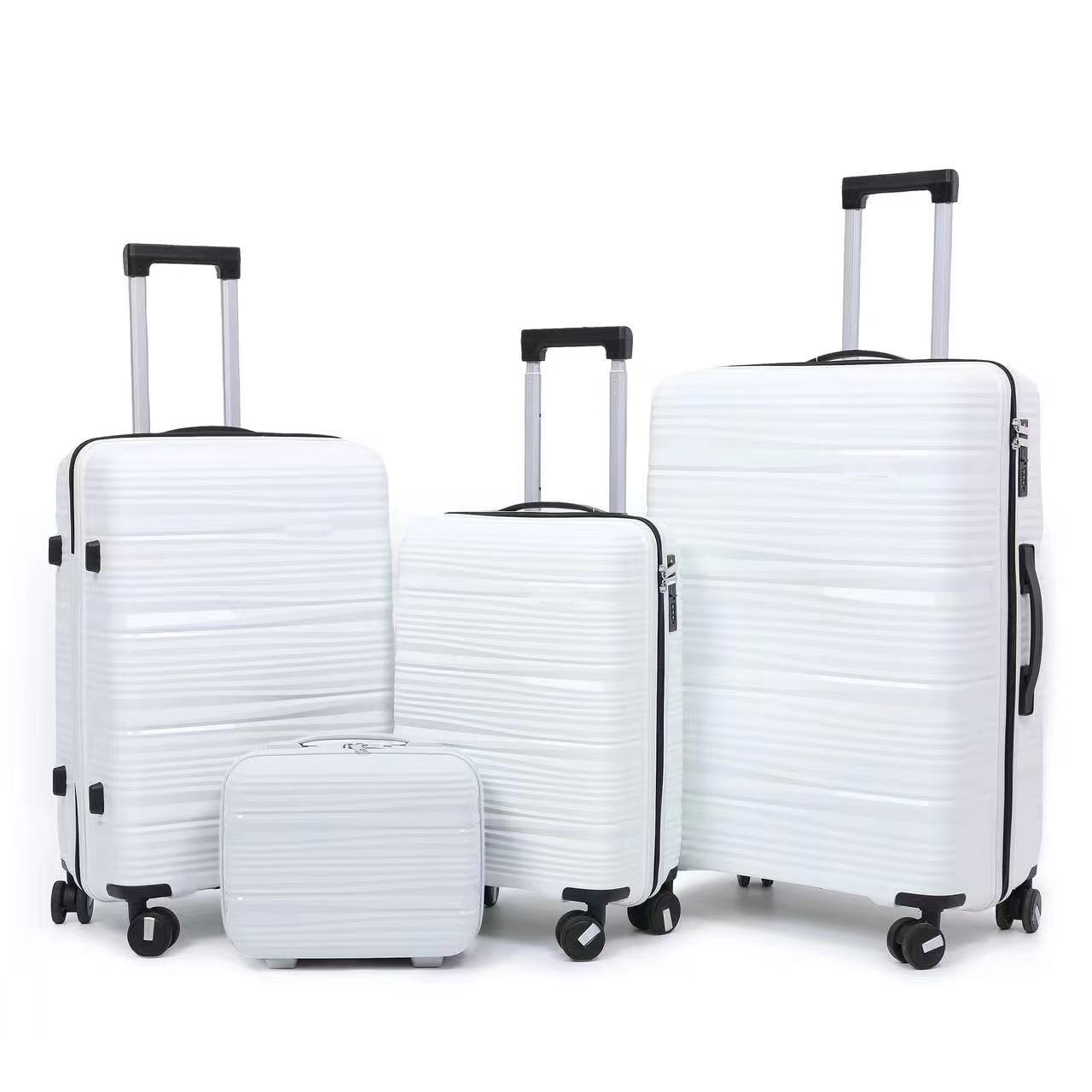 Suitcase designer combination box PP zipper box four sets Luggage set color sinking lock explosion-proof pull rod boarding case