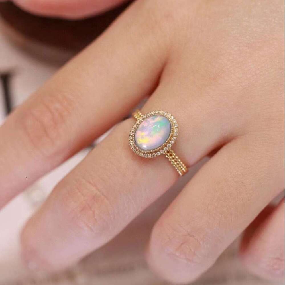Natural Opal Strong Fire High-end Sense Niche Design Candy Color Light Luxury Exquisite Ring Ins Style Jewelry