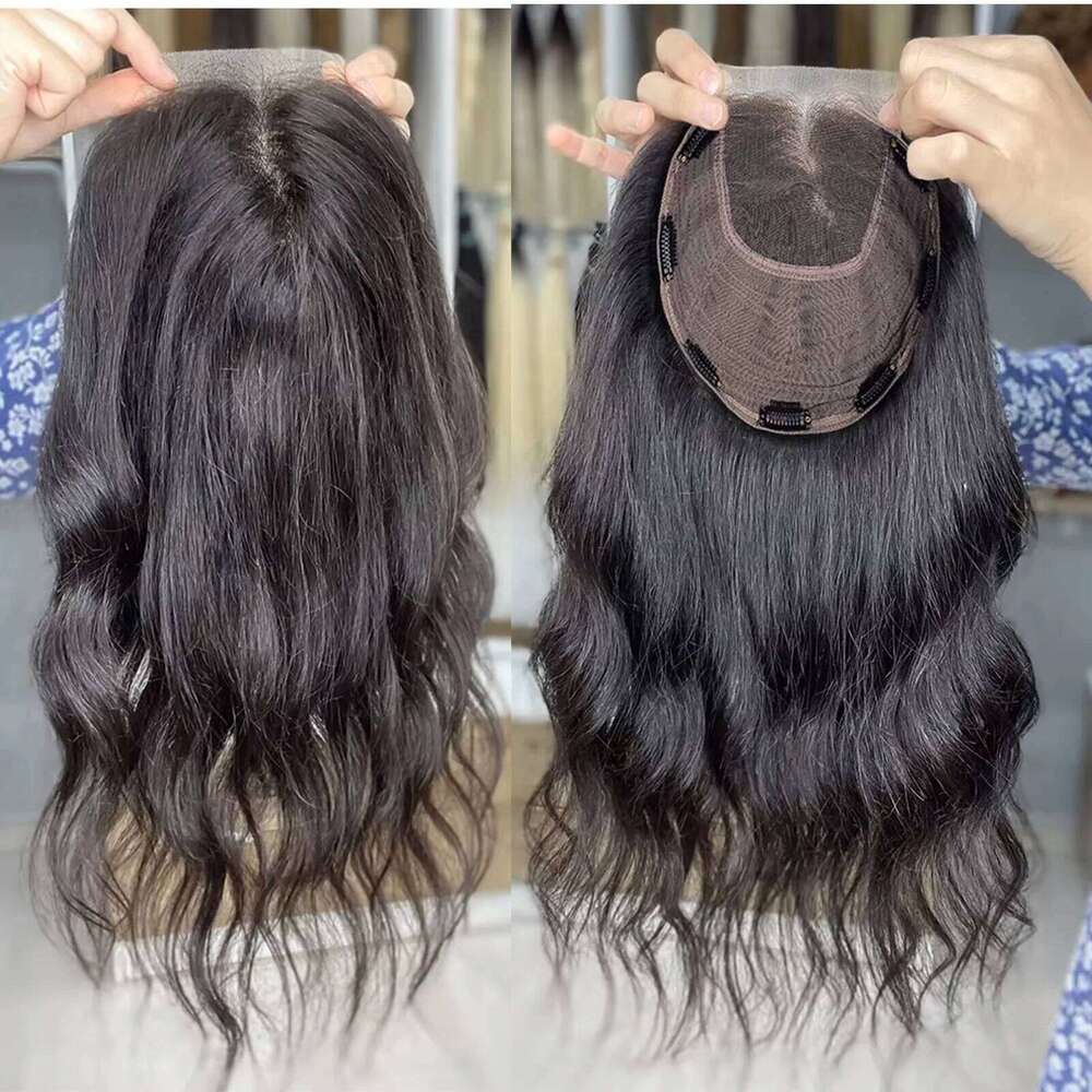4X4 Inch Transparent HD Top Wave Curly Virgin European Human Hair Topper with Lace Front Closed Weft Thick Density