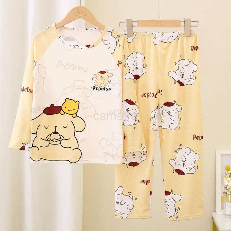 Sanrio Cinnamoroll Children Pajama Sets Unisex Lovely Cartoon Print Causal Kid Nightwear Set Soft Suitable Comfortable Clothes Autumn XJ250618XJ250618