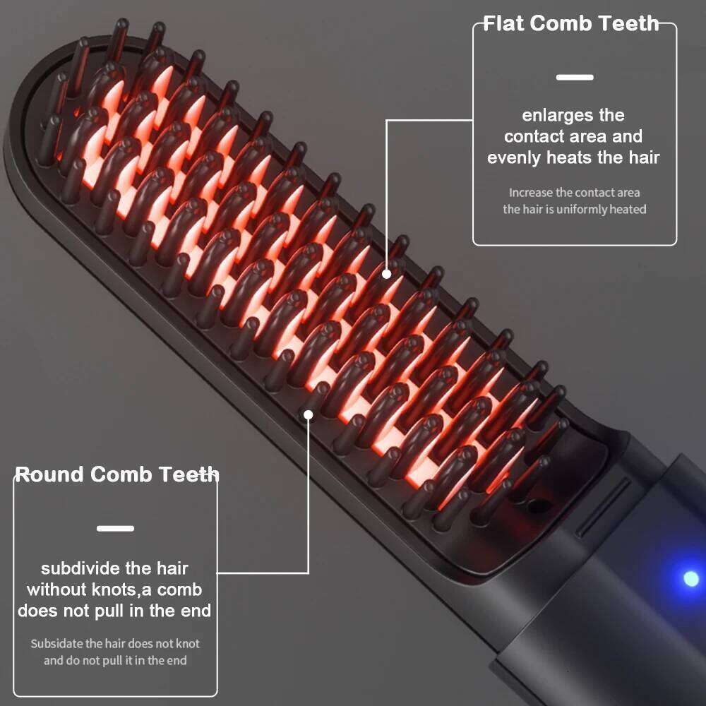 Electric Brushes Wireless Hair Brush Anti-Scalding Hot Comb Ceramic Cordless Beard Straightener for Men