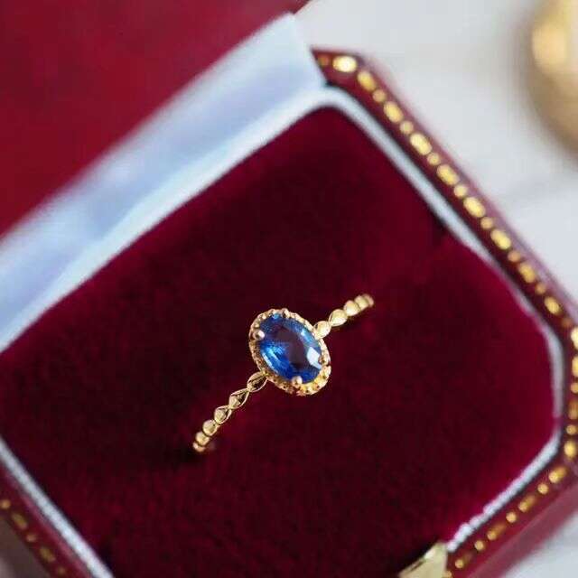 Natural London Blue Topaz Horse Eye Ring New Light Luxury Versatile Fresh Style