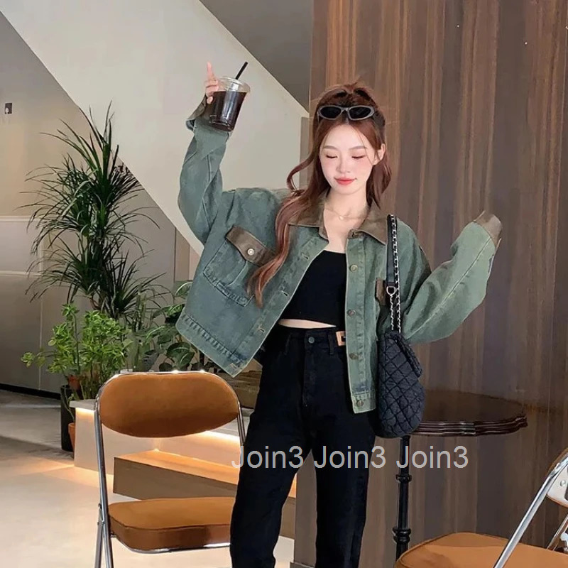 Korean Popular Clothes Cowboy Coat Woman Vintage Denim Jacket for Women Loose Long Sleeve New In Promotion 2025 Models Designer