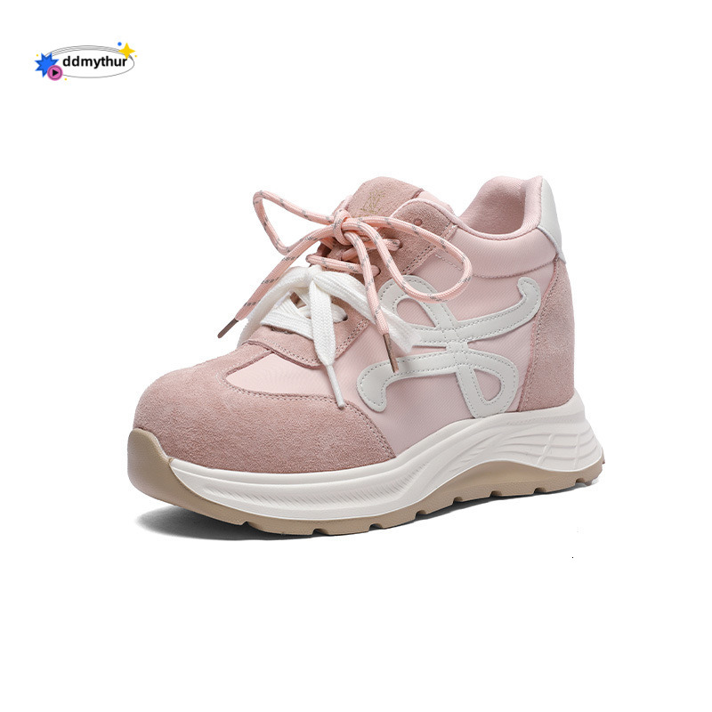 10cm Height Increasing German Training for Women 2025 Spring New Genuine Leather Platform Thick Sole Small Stature Casual Sports White Shoes ddmythur