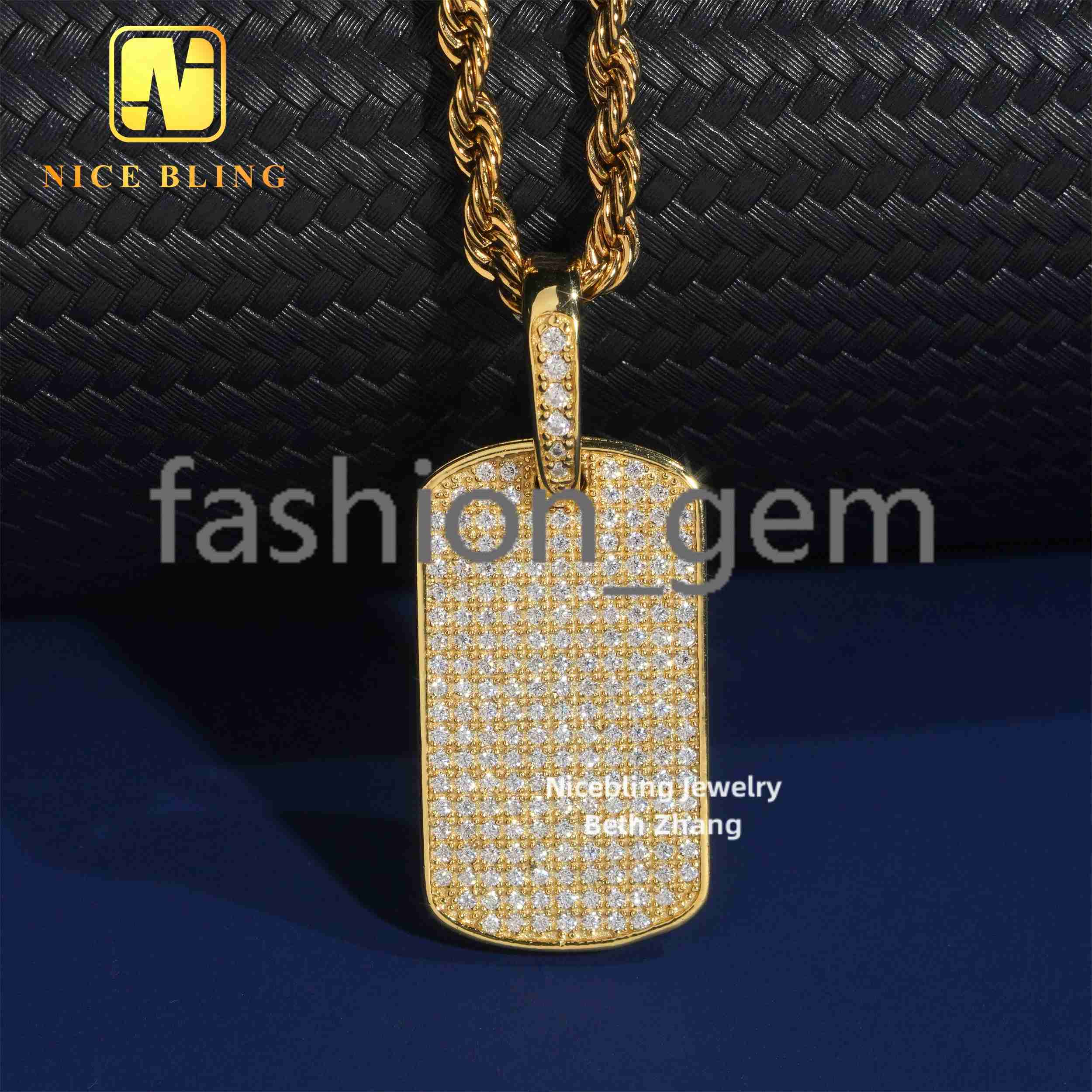 Iced Out Jewelry Hip Hop Fashion Men Pendant Charm 925 Silver Moissanite Diamond Dog Tag Pendant