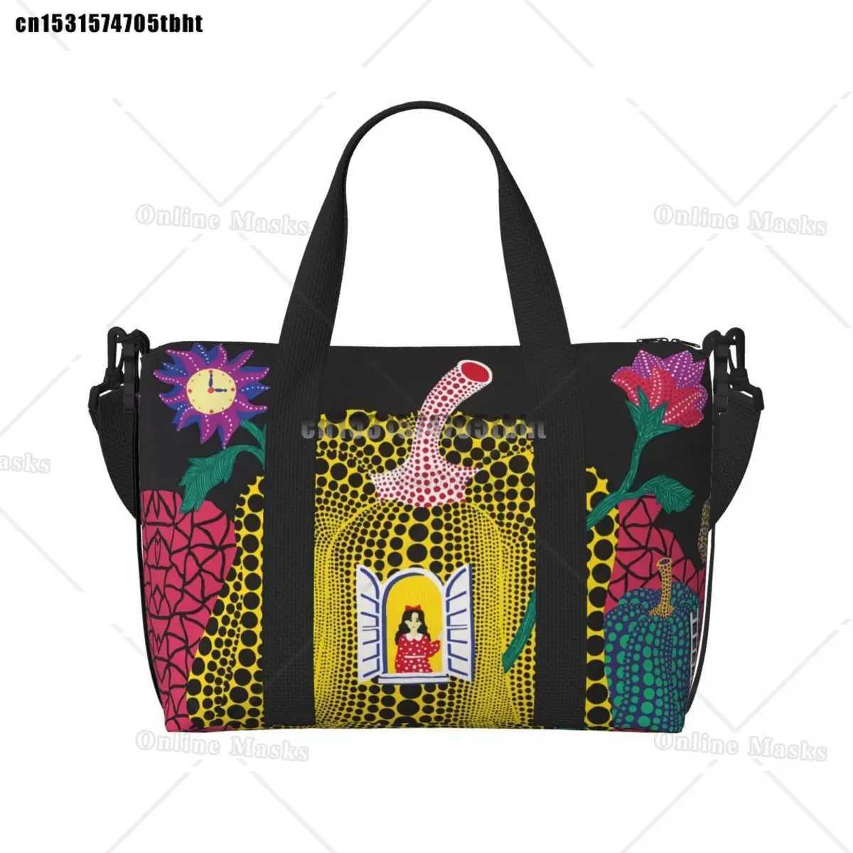 Cust Yayoi Kusama Abstract Painting Beach Tote Bag Wen Extra Large Gym Carry Travel Shopping Bags B250618