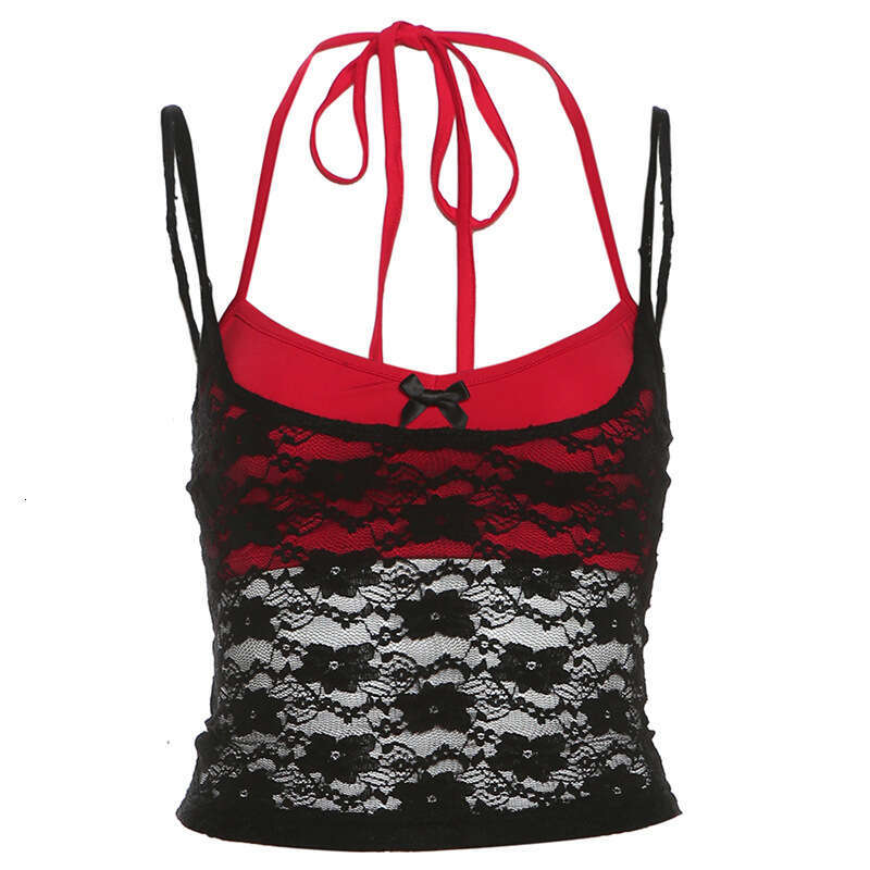 Summer New Women's Sexy Mesh Strap Solid Color Halter Neck Tube Top Two-Piece Set B5