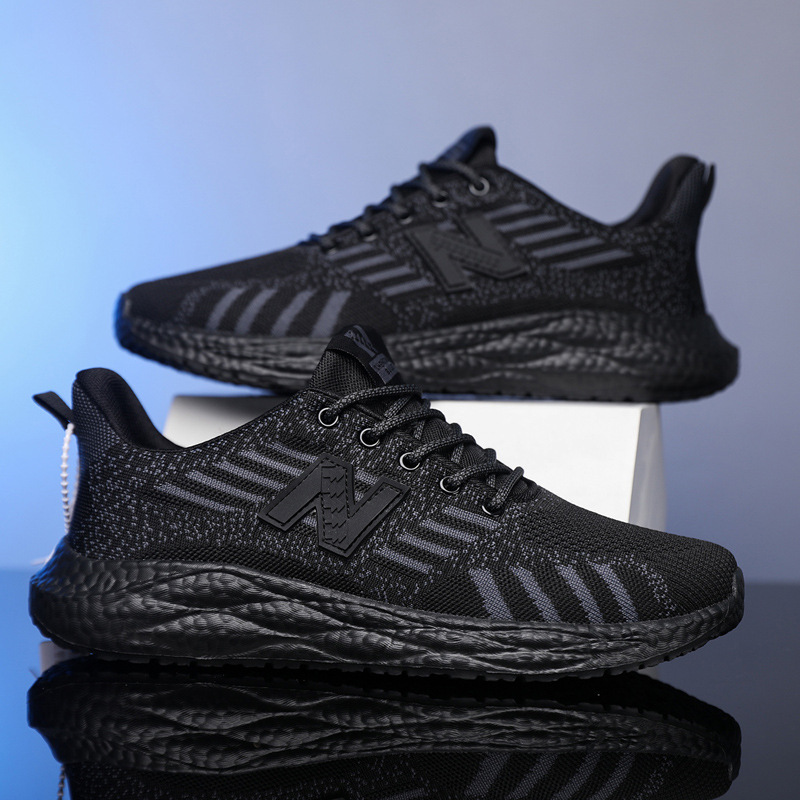 Fashionable men's shoes new mesh versatile couple running shoes lightweight soft soled unisex casual shoes white black