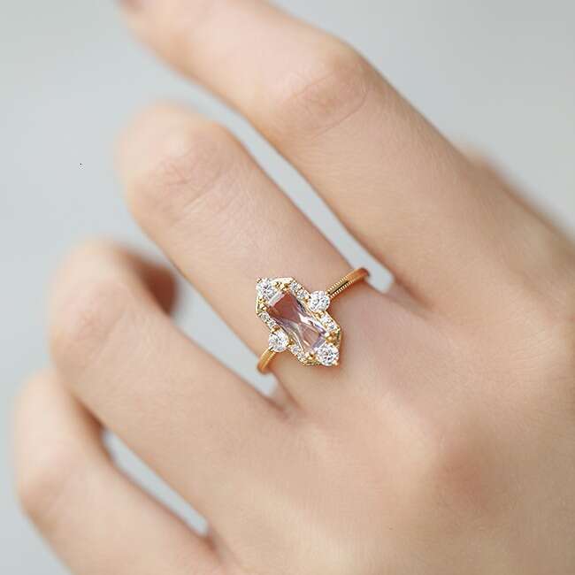 Vatican Rose" LXG Design Natural Ametrine Topaz Ring with Starburst Cross