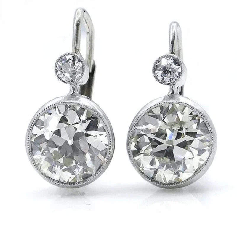 CAOSHI Fashion Women Simple Drop Earrings Silver Color Bright Round Zirconia Accessories Graceful Lady Engagement Jewelry 250617