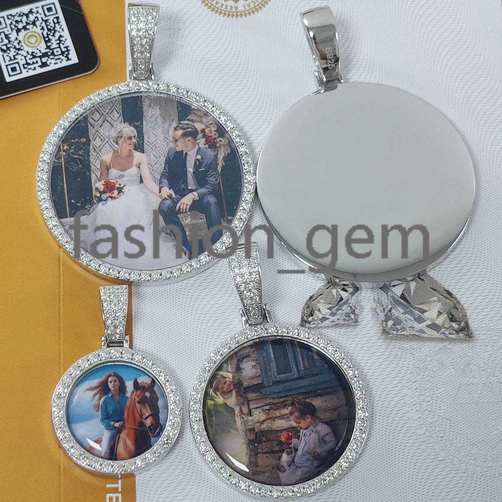 925 Sterling Silver Jewelry Moissanite Picture Pendant Passes Diamond Tester Customized Photo Pendant Necklace