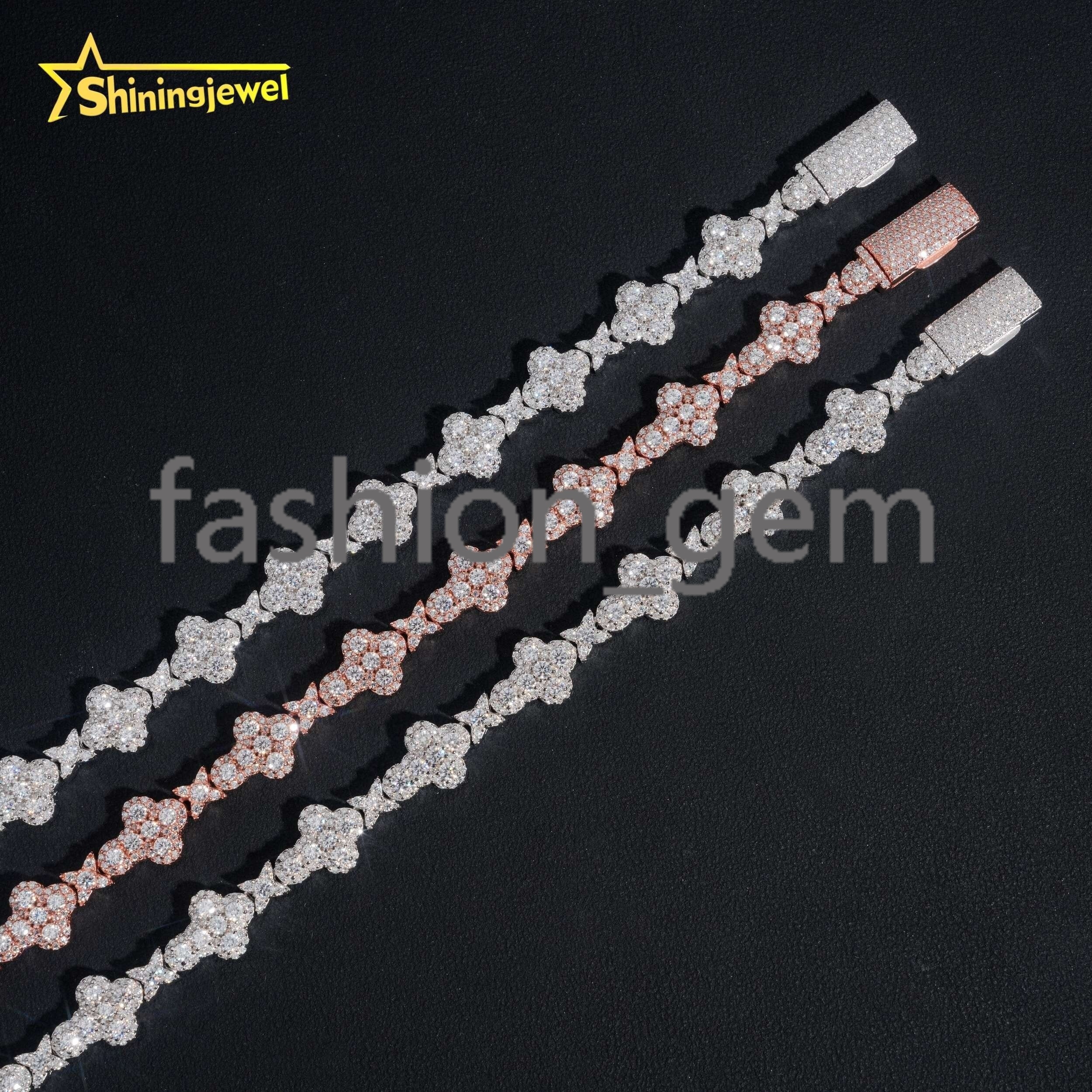 Fine Jewelry Hot Selling GRA Certificate Iced Out 10mm 925 Sterling Silver Hip Hop Cross Moissanite Bracelet