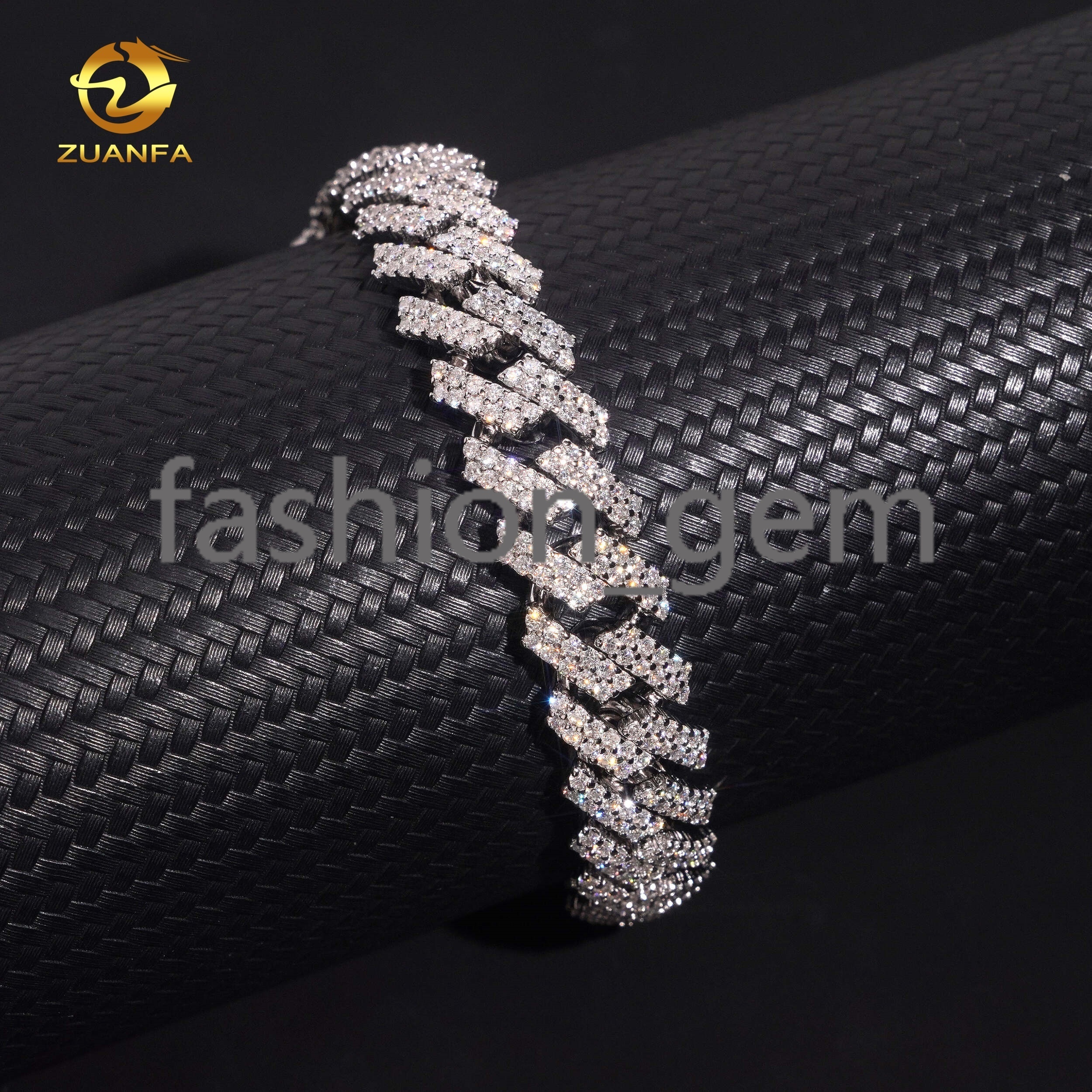 12mm Gold Plated Bracelet Moissanite Hip Hop Jewelry Necklace 925 Silver VVS Moissanite Iced Out Diamond Cuban Link Chain
