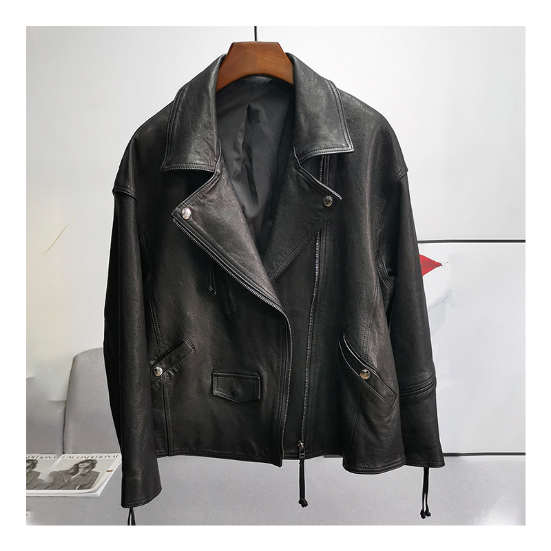Spring and Autumn New Leather Jacket Women's Short Product Plant tanned Sheep Leather Jacket Loose Small Leather Coat