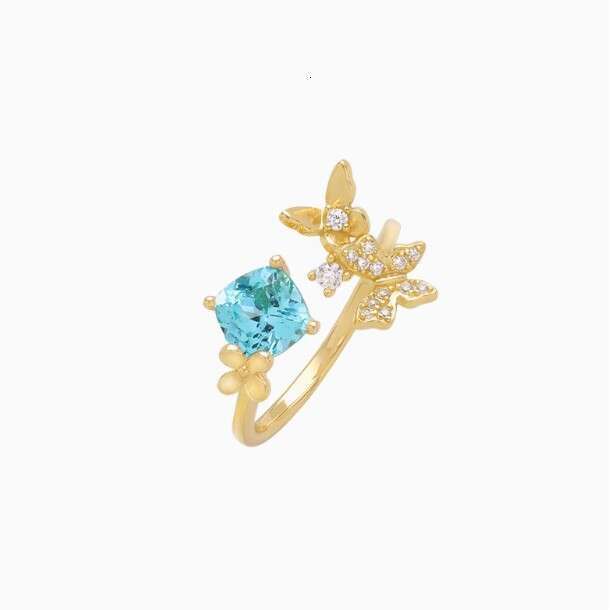 Incense" Same Style High-End Luxury Niche Temperament Paraiba Butterfly Versatile Ring for Women