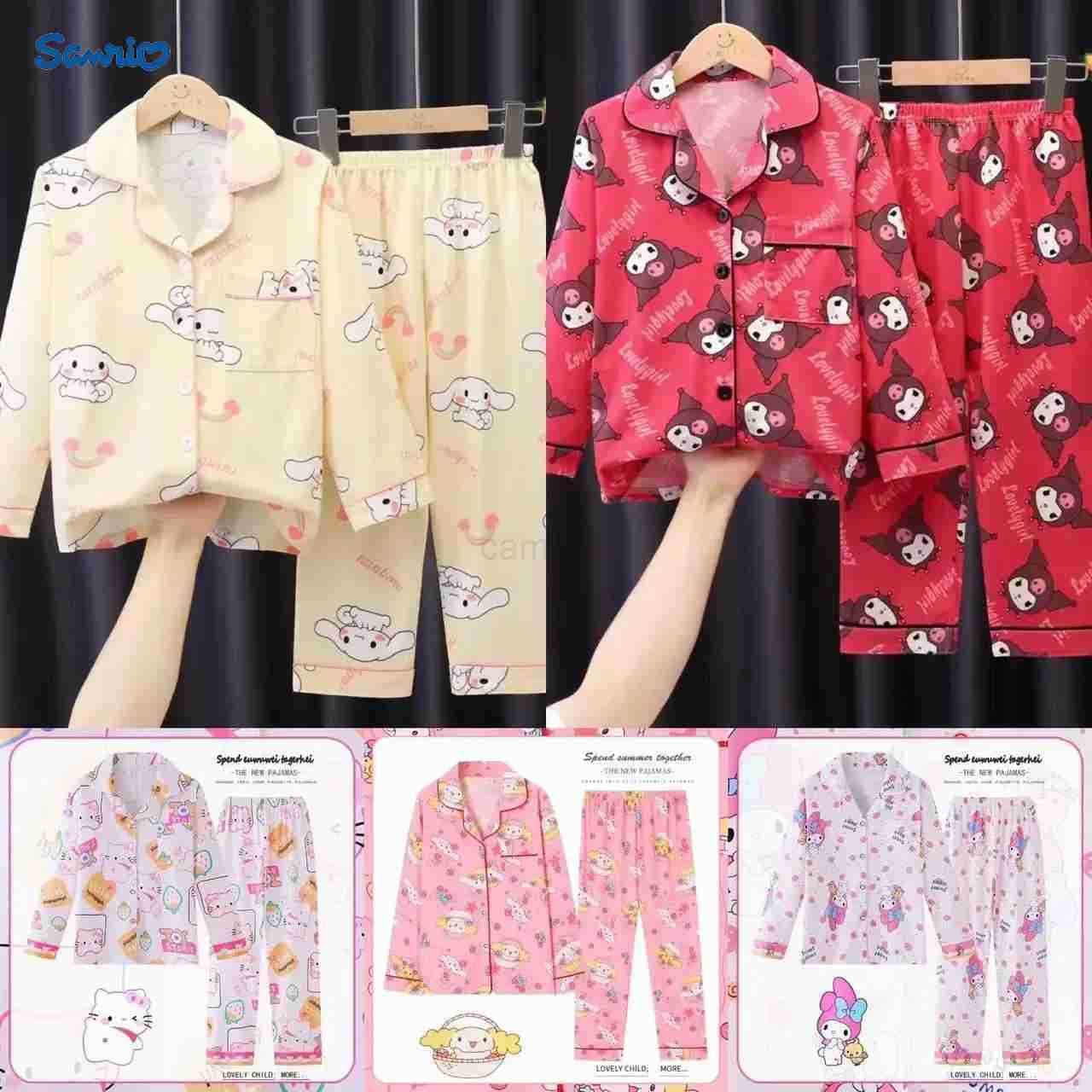Sanrio Cinnamoroll Children Pajamas Set Long-Sleeved Cartoon My Melody Kuromi Autumn Anime Sleepwear Suit Student Kids ClothesXJ250618XJ250618