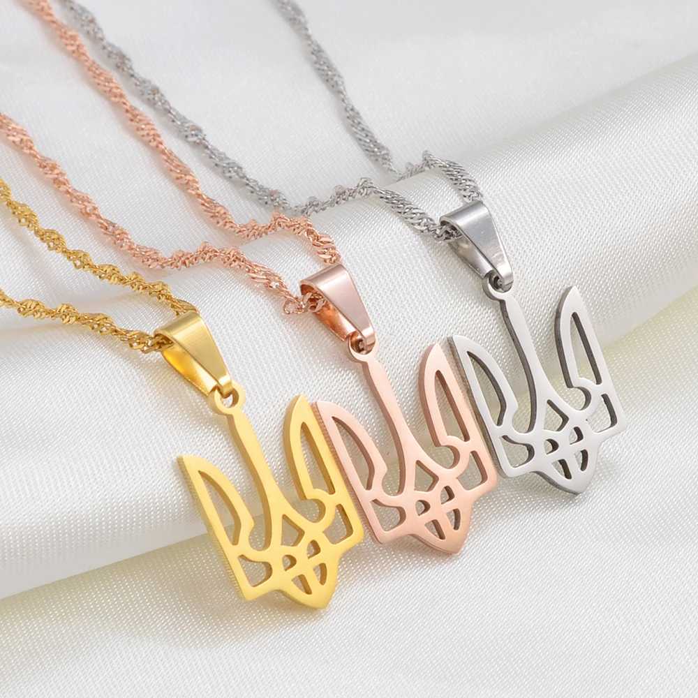 Anniyo Ukraine Flag Pendant Necklaces Ukrainian Jewelry Gold Color/Silver Color/Rose Gold Plated # 272821 W250618
