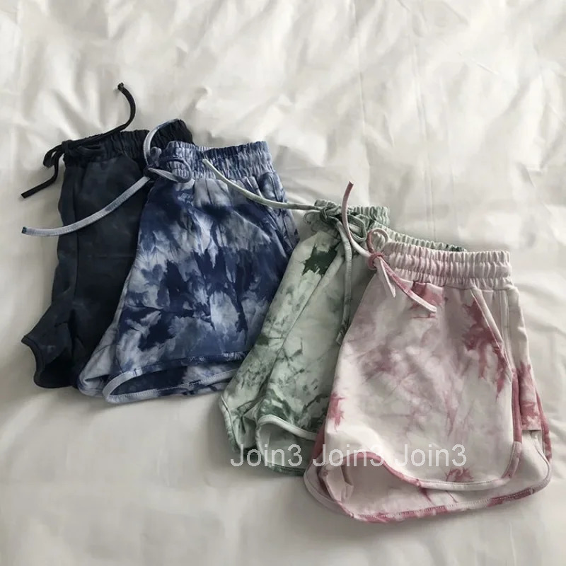 Fitness Sports Running Home Tie Dye Sport Shorts for Women Gym Woman Short Pants Wide Cheap Wholesale To Wear Casual Flowy Hot