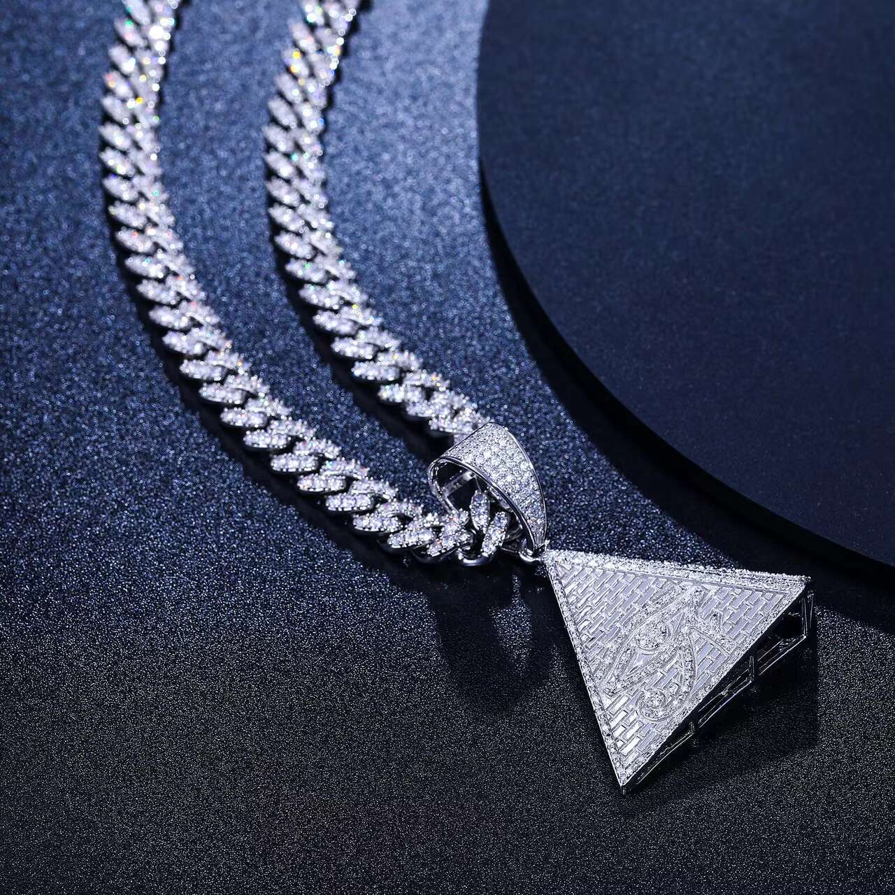 Solid 925 Hip Hop Pendant-the Pyramid Eye of Horus Dazzling Moissanite Diamond Chic and Stylish
