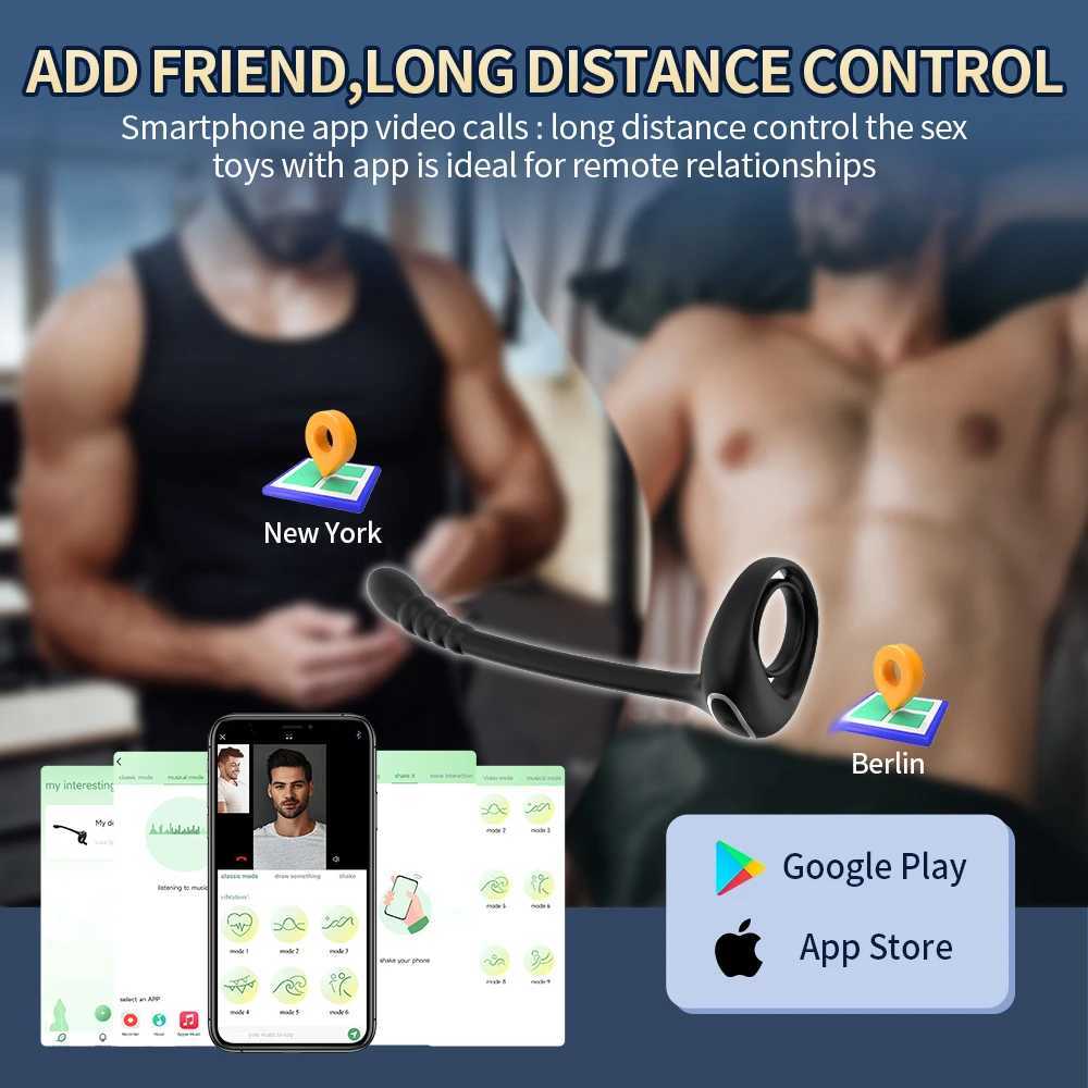 APP Remote Control Cockring Ring Vibrator for Men Testicle Massage Prostate Stimulation Anal Butt Plug Masturbator Adult Sex Toy W250618