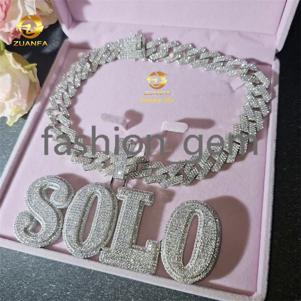 Customized Personalized Big Iced Out Initial Letter Pendant Nameplate Rapper Jewelry Two Tone Hip Hop Letter Pendant Necklace