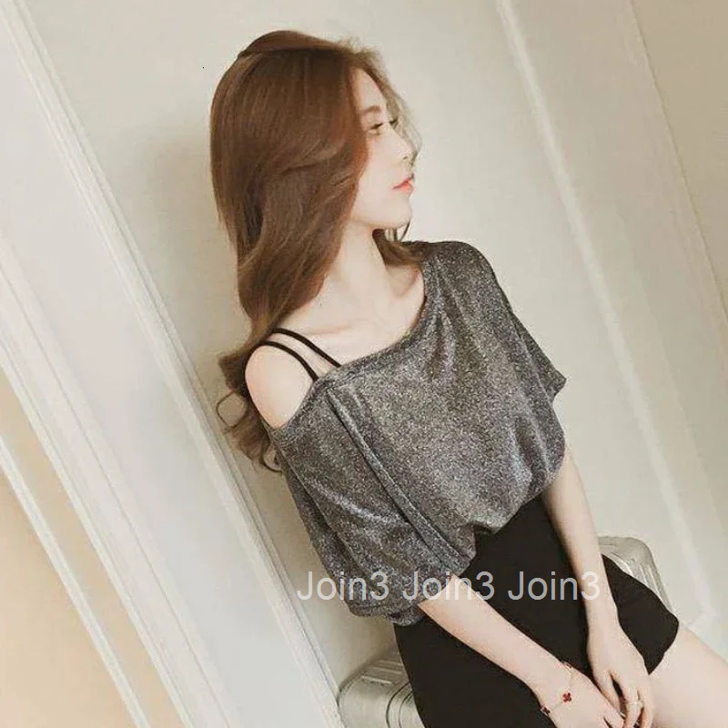 Short Sleeve Female Top Sequin Womens T-shirt Clearance Cheap Clothes Emo 2025 High Quality Korean Popular Pulovers Streetwear