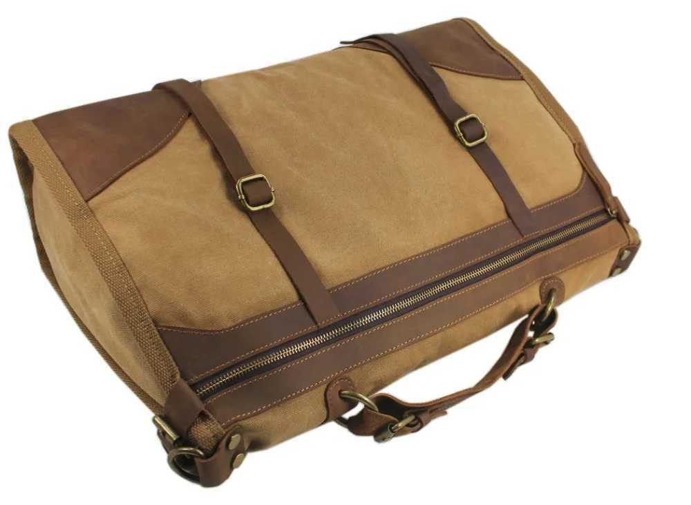 Vintage Military Canvas + Leather Mens Travel Bags Luggage Bags Mens Weekend Bag Overnight Duffle Bags Tote Leisure M314# W250618