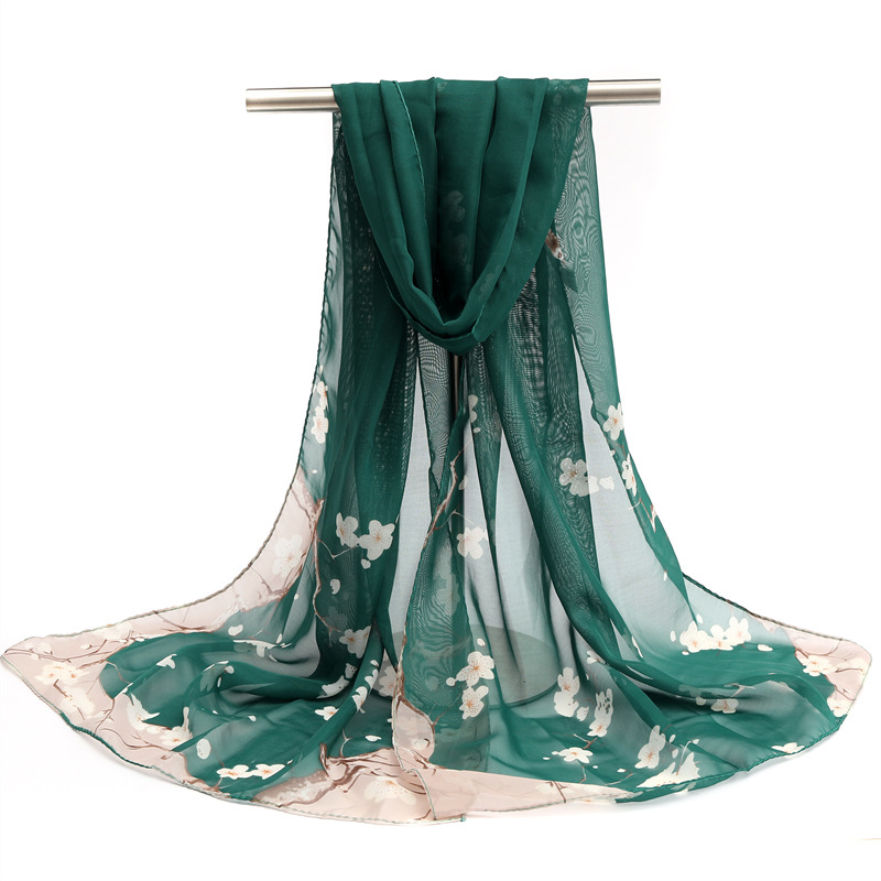 K1058 Chiffon scarf shawl all-match sunscreen gauze scarf elegant ladies beach towel wholesale