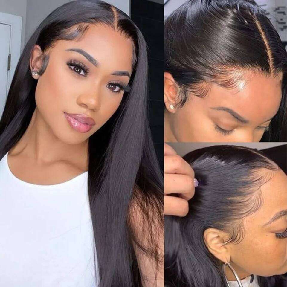 13x6 Straight Front 360 Frontal HD Transparent Lace Wigs For Women Human Hair 5x5 Closure Wig Brazilian 36Inch