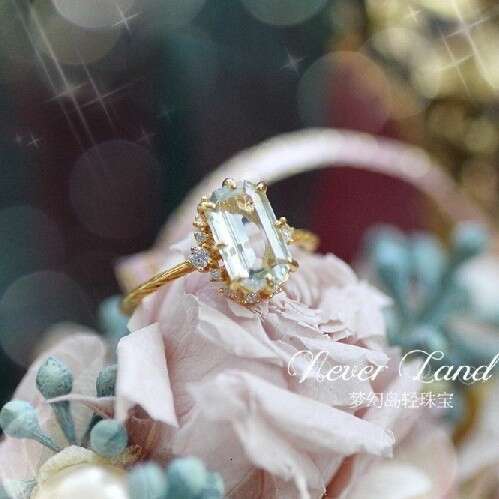 New High Imitation Natural Green Amethyst Antique Style Light Luxury High-end Ring Jewelry