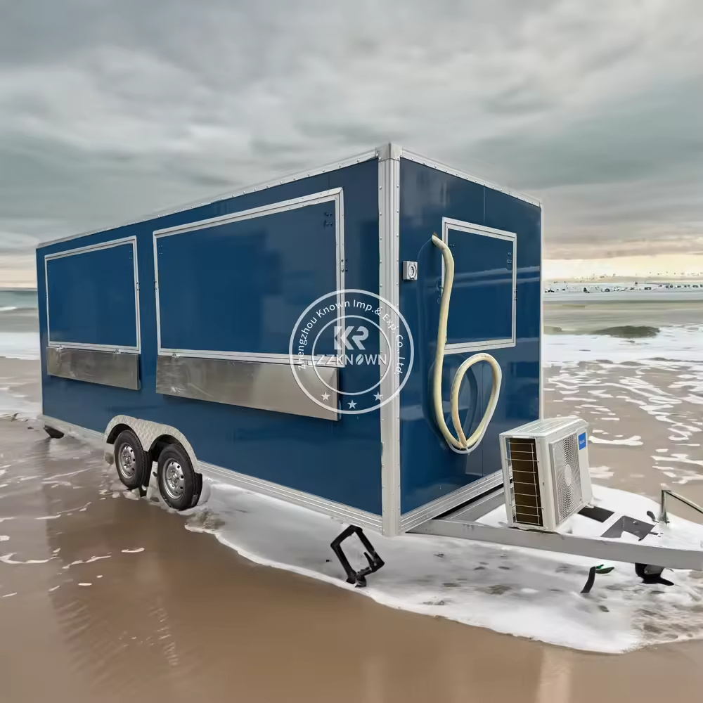 Mobile Food Trailer Square Food Truck Mobile Kitchen Fully Equipped Street Restaurant Hot Dog Cart Coffee Kiosk Food Truck for Snack