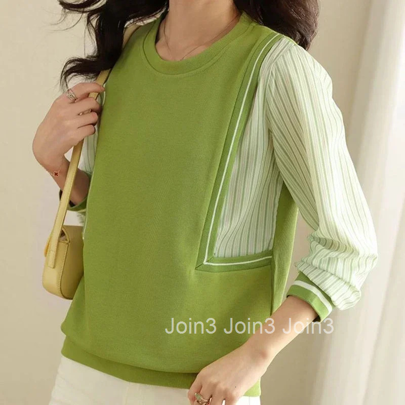 Pullovers Korean Round Neck Green Womens Sweatshirts Sweat-shirt Harajuku Fashion Sport Aesthetic High Quality Female Top E Emo