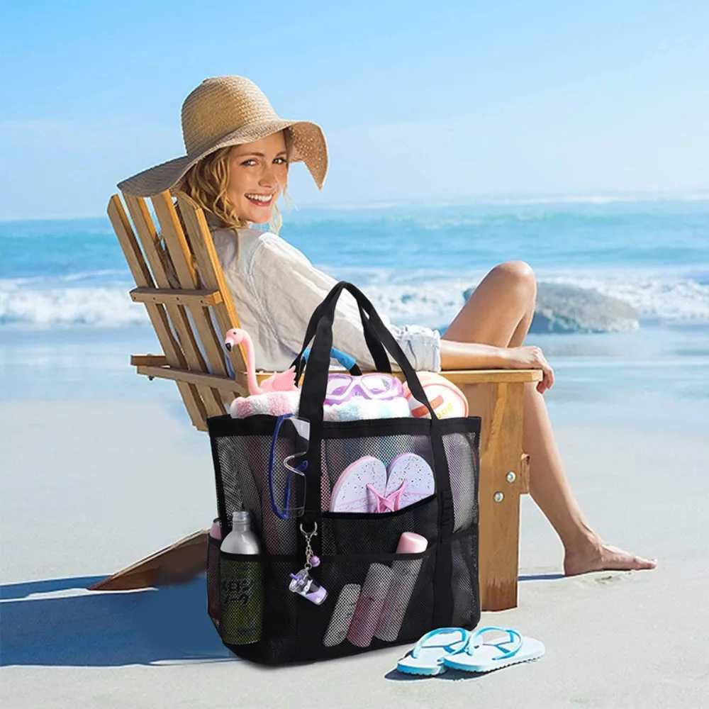 Beach bag Large capacity toy mesh swimming bag Mtifunctial travel shoder beach bag Swimsuit storage bag B250618