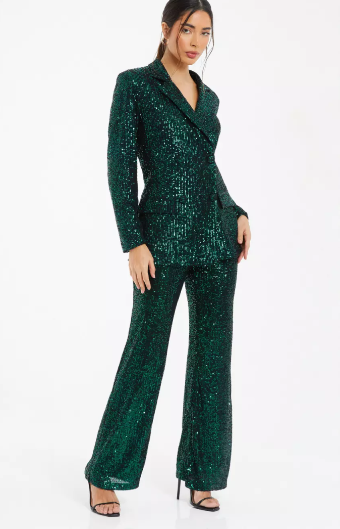 New Women Suits Prom Gowns 2-Pieces Coat Pants Special Occasion Dresses 3D Sequins Lace Side Slit Evening Dresses Customized Vestido De Novia