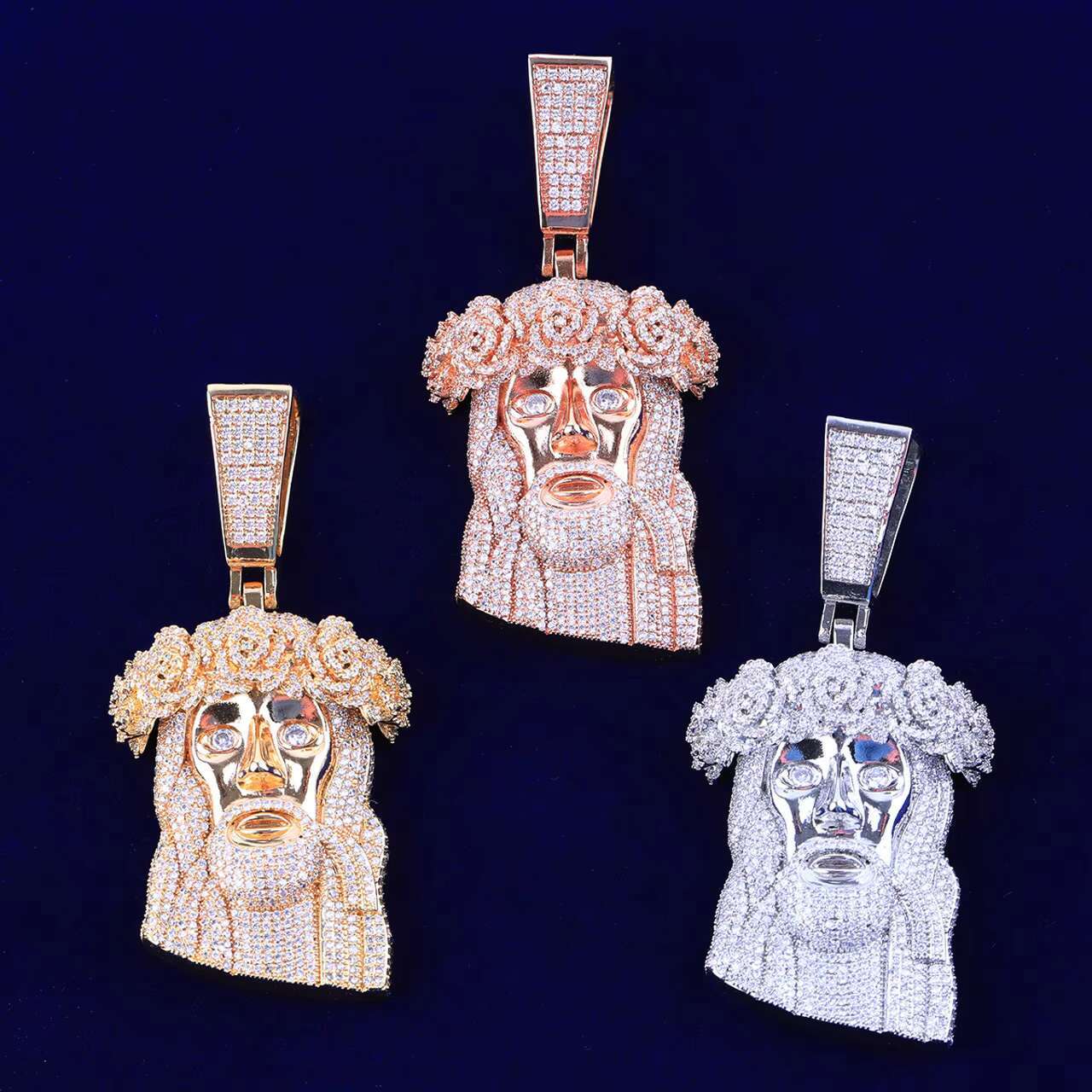 925 Sterling Silver Moissanite Diamond Rose of Sharon Jesus Fecce Piece Hip Hop Spiritual Pendant Christian Jewelry
