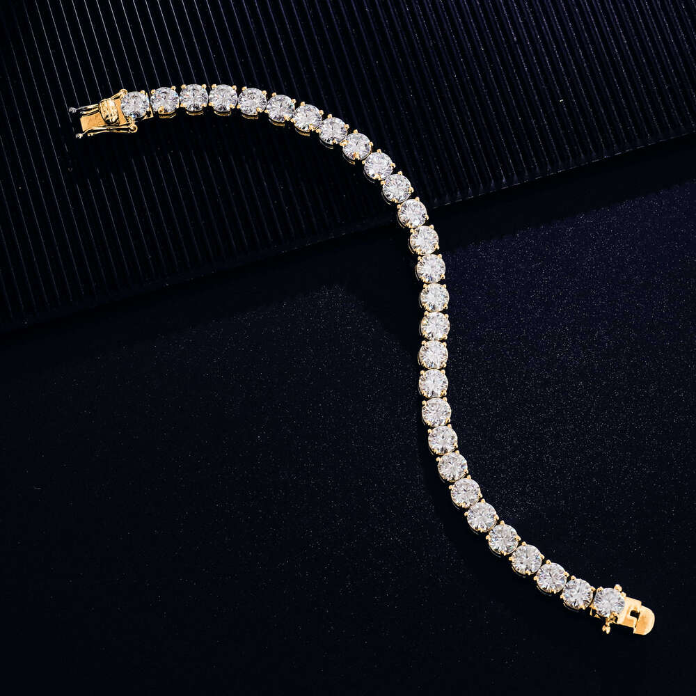 10K 14K Gold 5mm 9inch Iced Bracelet Phosphor Hip-Hop Tennis Chain