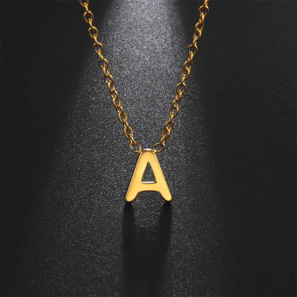 Initial A-Z Letter Necklaces for Wen Elegant Chains Choker 26 Alphabet Pendant Necklace Stainl Steel Jewelry collier femmeC250617