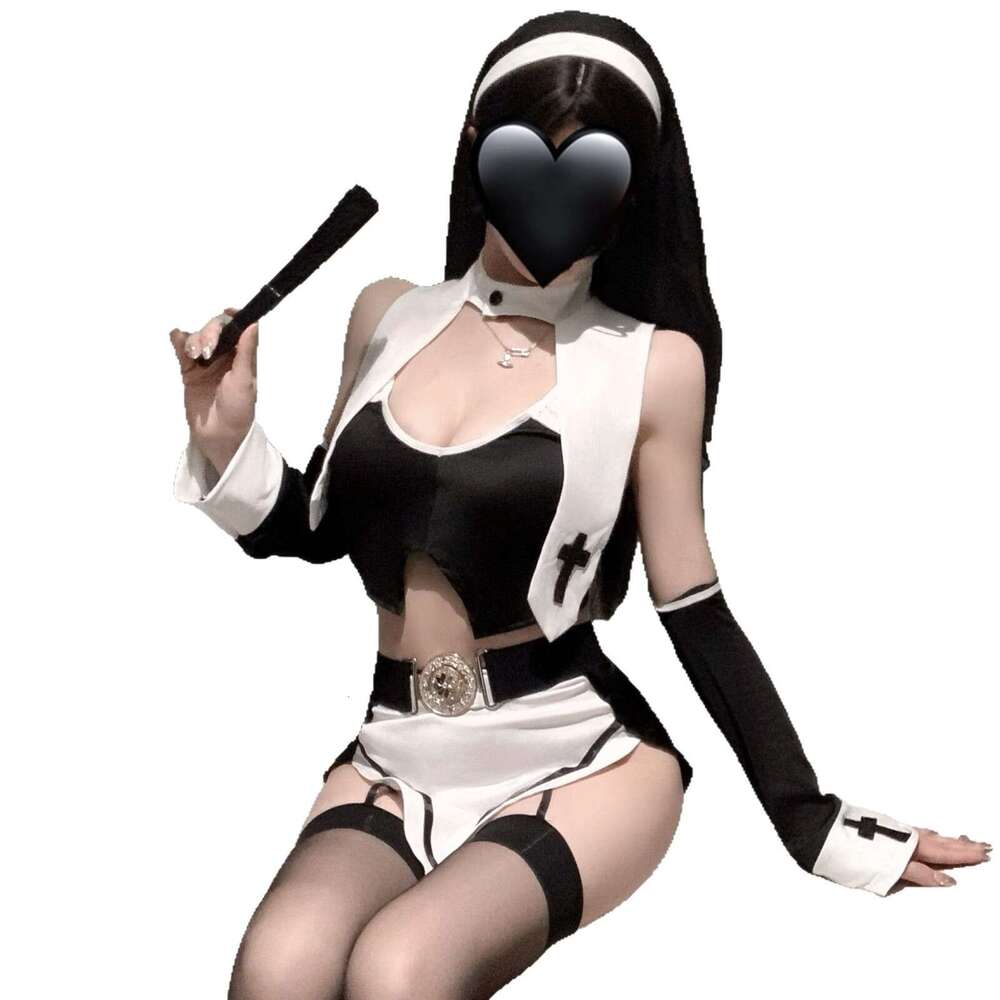 Sexy Lingerie Rose Cloud Lingerie Abstinence Cultivation Female Sexy Role Play Hollow Out Uniform Home No Need To Take Off Slit Temptation Set Women L