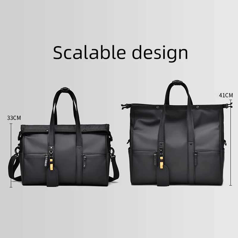 PU Travel Bag Men Business Trip Luggage Storage Bags Men Commute Handbag Large Capacity Shoulder Pack Waterproof Leisure Daypack W250618