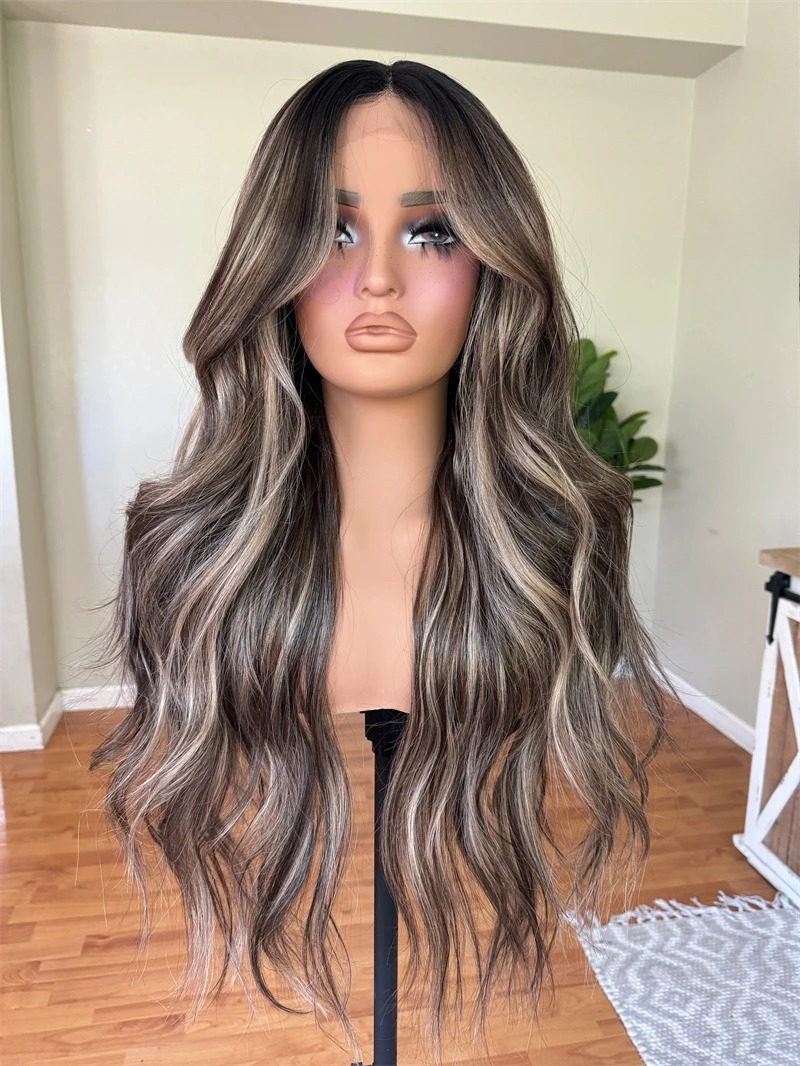 Hd Transparent Body Wave Lace Front Wig Colored Highlight Human Hair Wigs For Women Brazilian 4/27 Blonde Pre Plucked Wigs Synthetic
