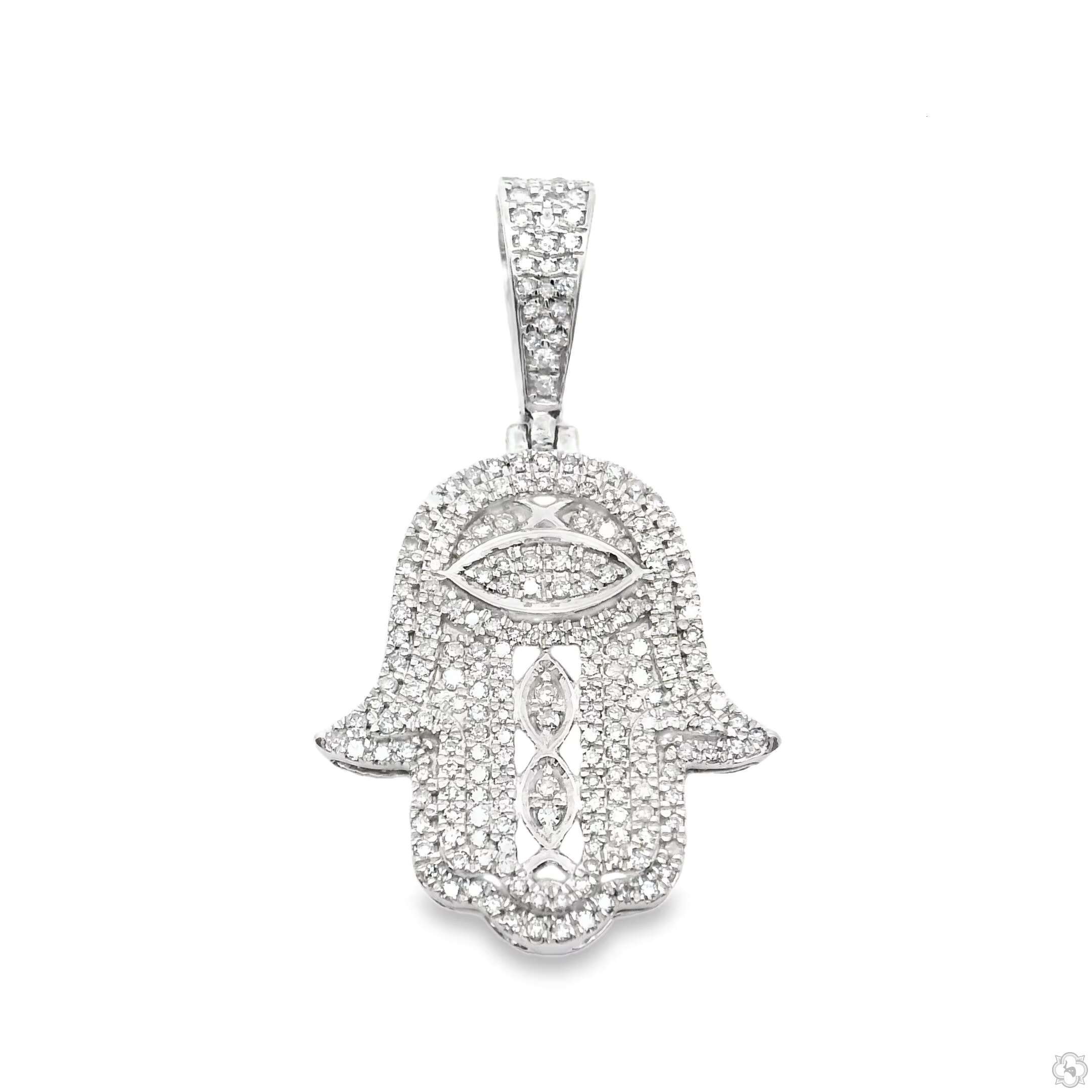 10K Gold VVS Diamond Fatima Hamsa Hand Pendant New Design Luxury Ice Good Luck Necklace with Moissanite Charms Hip Hop Style