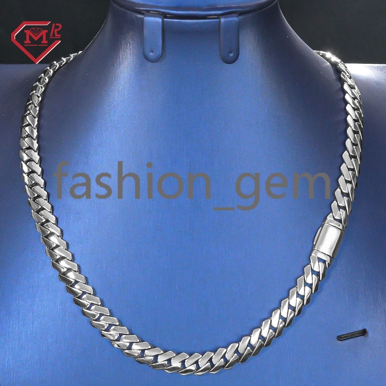 Luxury Cuban Link Chain White Gold Plain 925 Silver Custom Hip Hop Jewelry Cuban Chain Necklaces for Men
