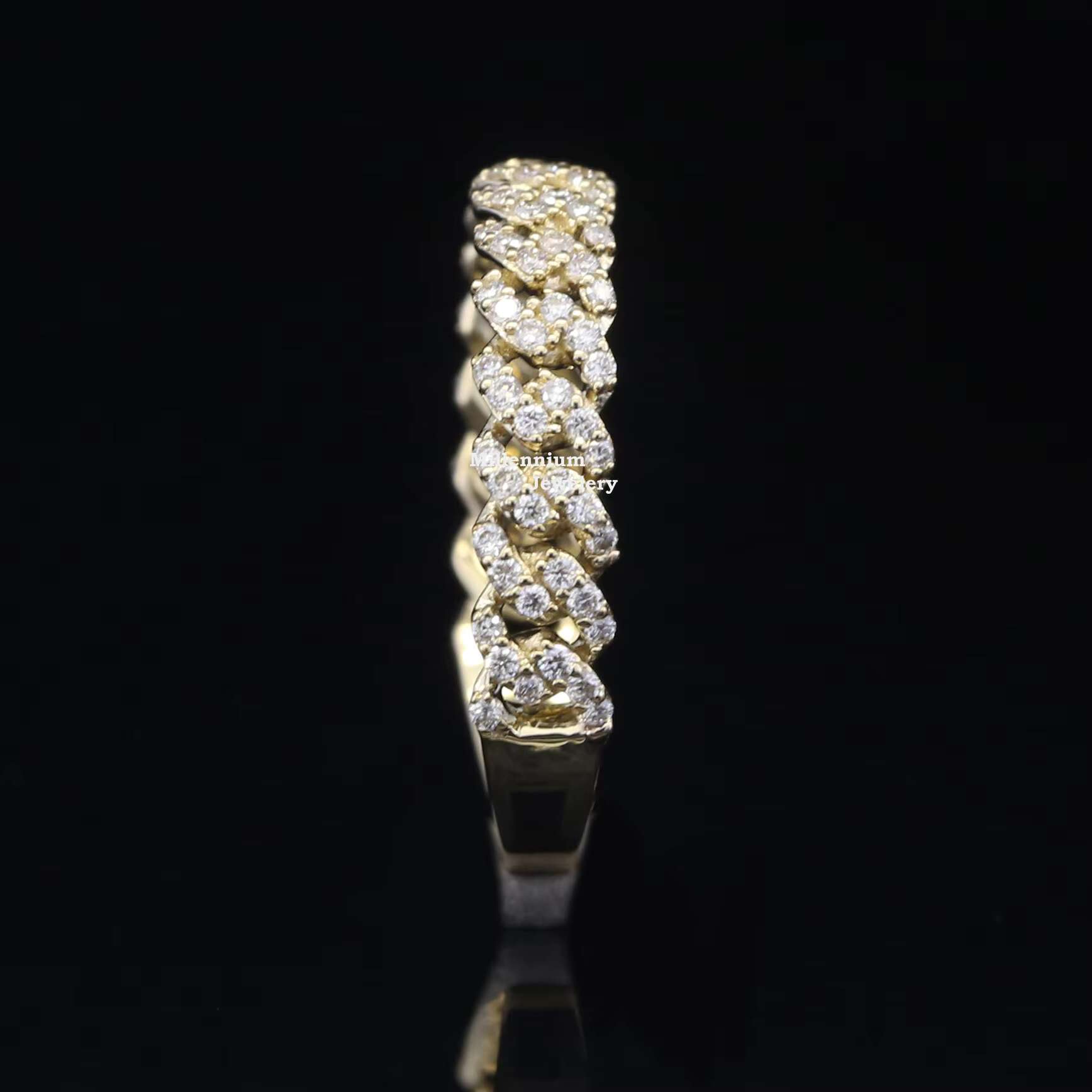 Low Price Round Cut Moissanite Diamond Ring Gold Plated 925 Sterling Silver Miami Cuban Chain Design Hip Hop Ring