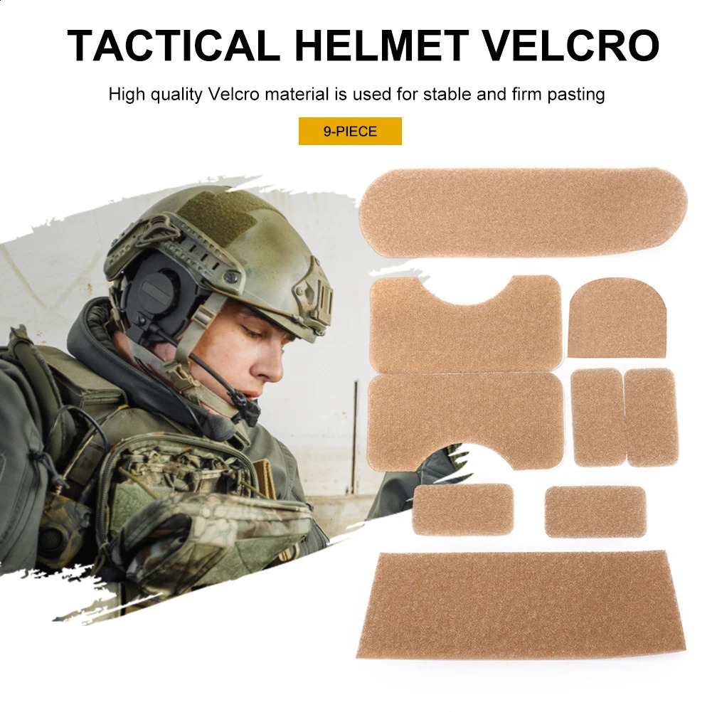 9pcsset Helmet Tape Cover Convenient Equipment Sticky Fastener Accessories Professional Patches Polyester 250611